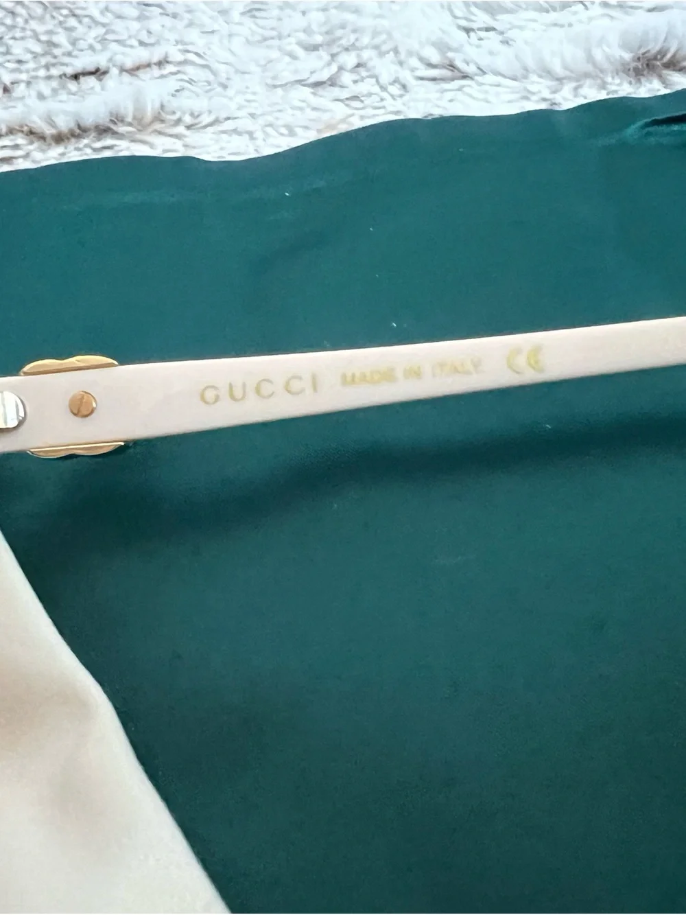 Gucci Cream Frame Sunglasses with Rose-Tinted Lenses